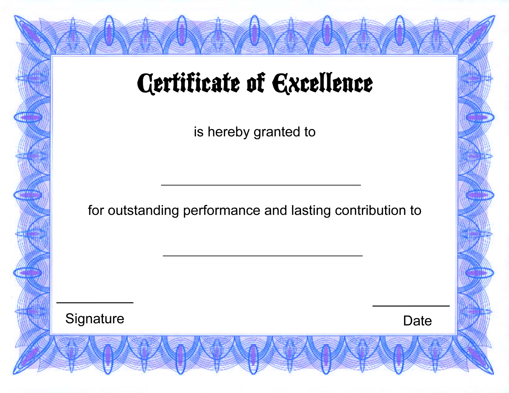 Blank Certificate Templates Of Excellence | Kiddo Shelter | Šįyyy - Free Printable Certificate Templates