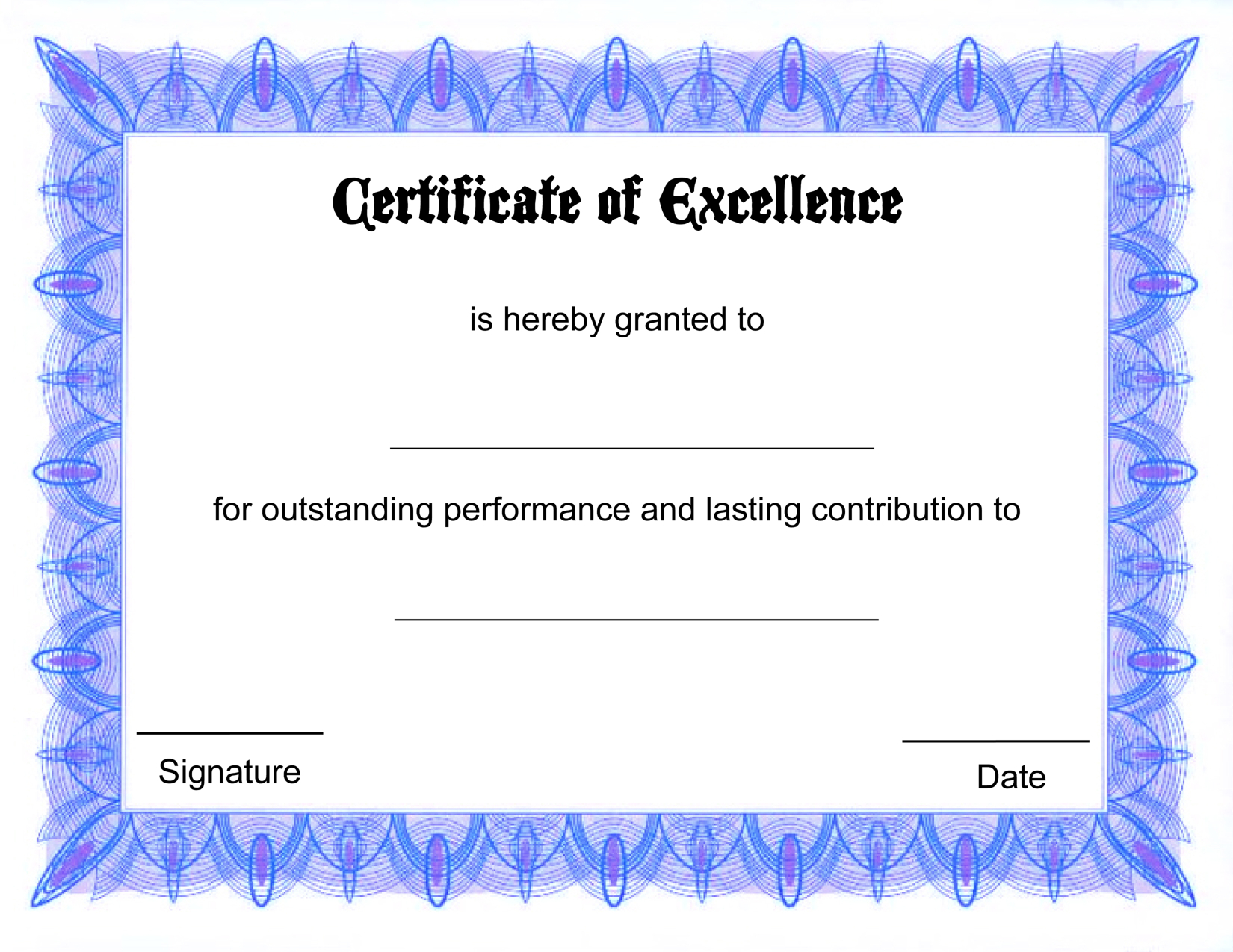 Blank Certificate Templates Of Excellence | Kiddo Shelter | Šįyyy - Free Printable Diploma Template