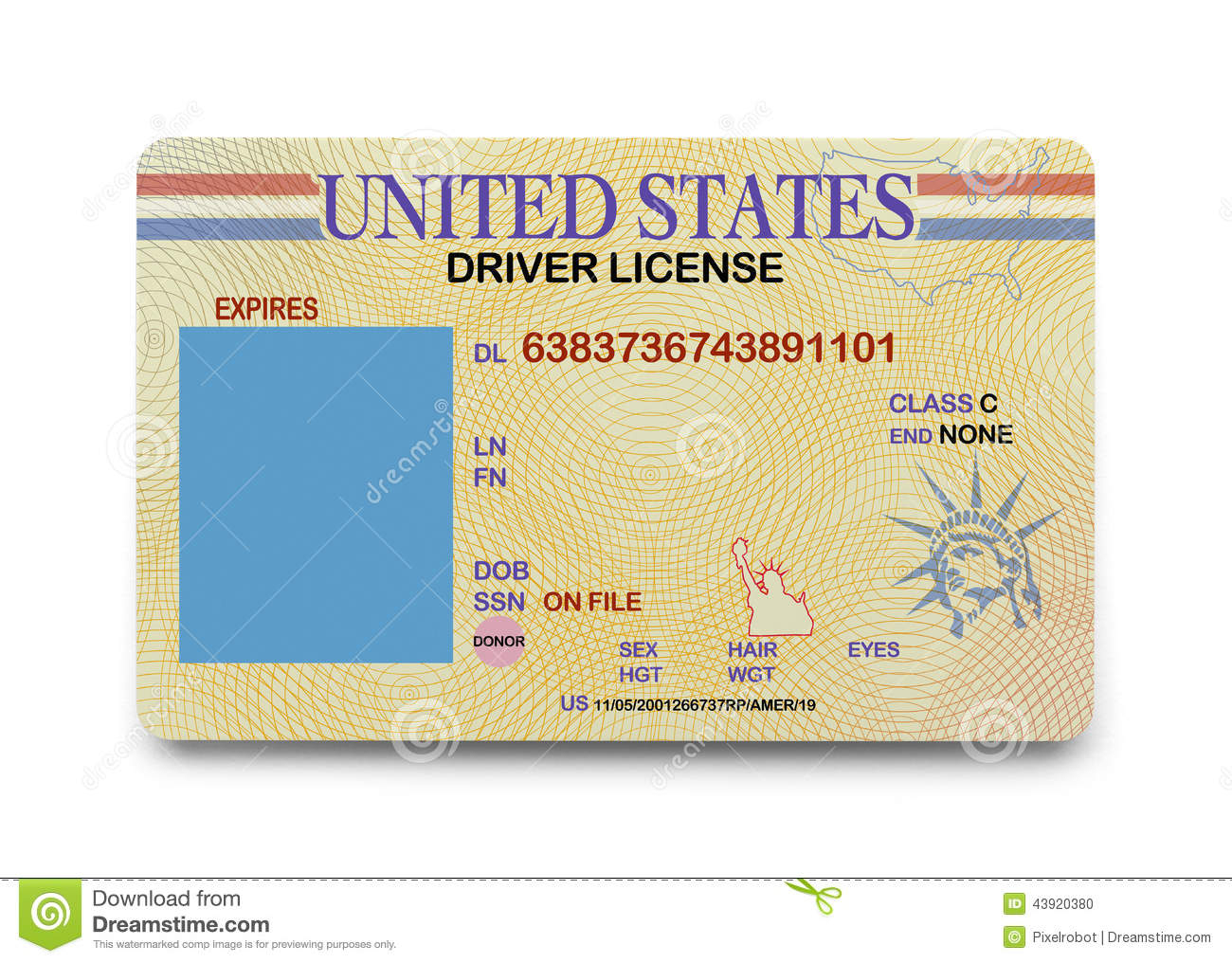 fake driver license template