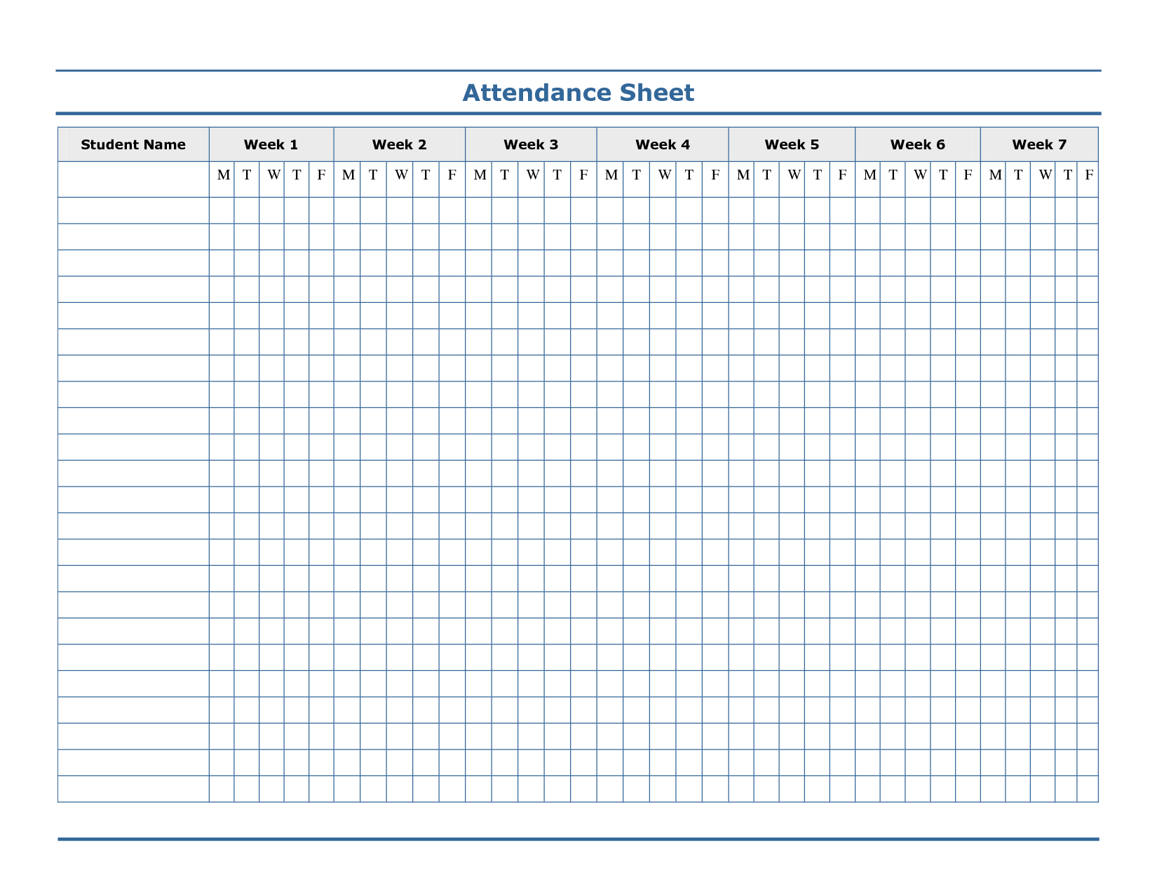 Blank Monthly Attendance Sheet Template For Microsoft Word | Xymetri - Free Printable Attendance Sheets For Homeschool