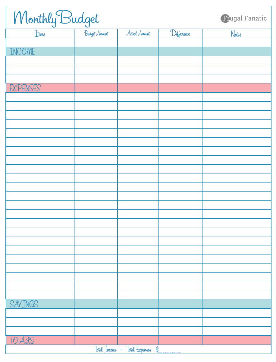 Blank Monthly Budget Worksheet | The Future | Pinterest | Monthly - Budgeting Charts Free Printable