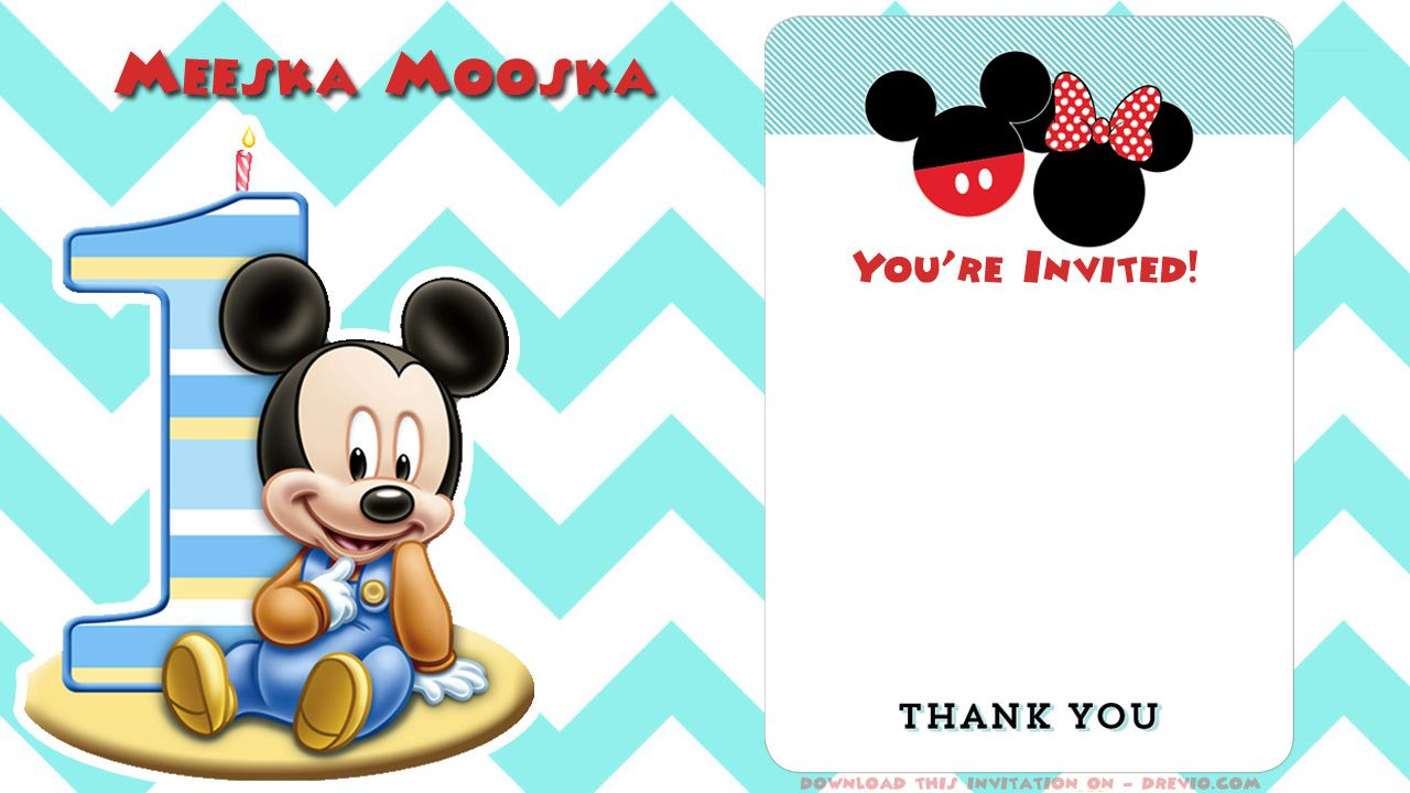 Blank Printable Mickey Mouse 1St Birthday Invitation | Birthday - Free Printable Mickey Mouse 1St Birthday Invitations