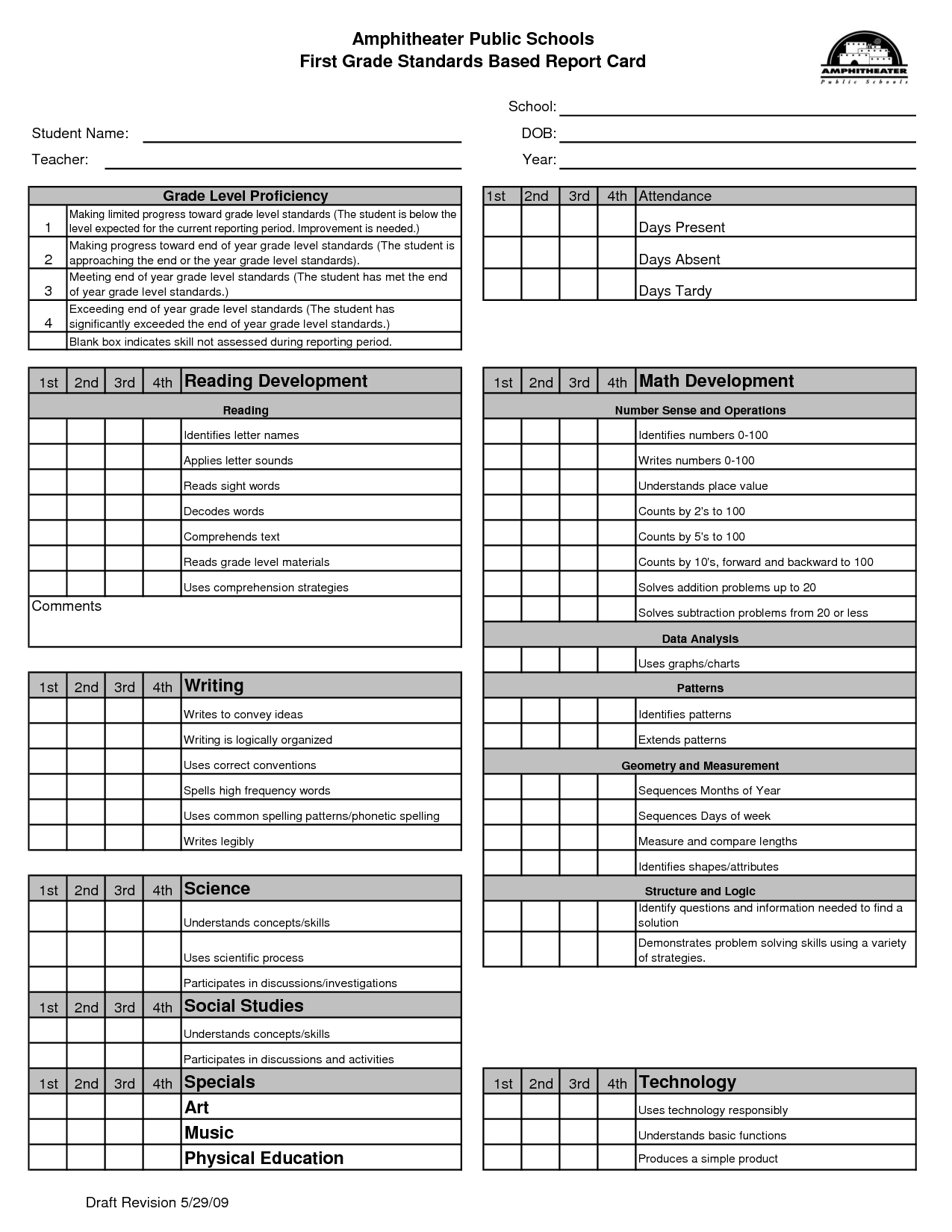 Blank Report Card Template | Activities | Kindergarten Report Cards - Free Printable Kindergarten Report Cards