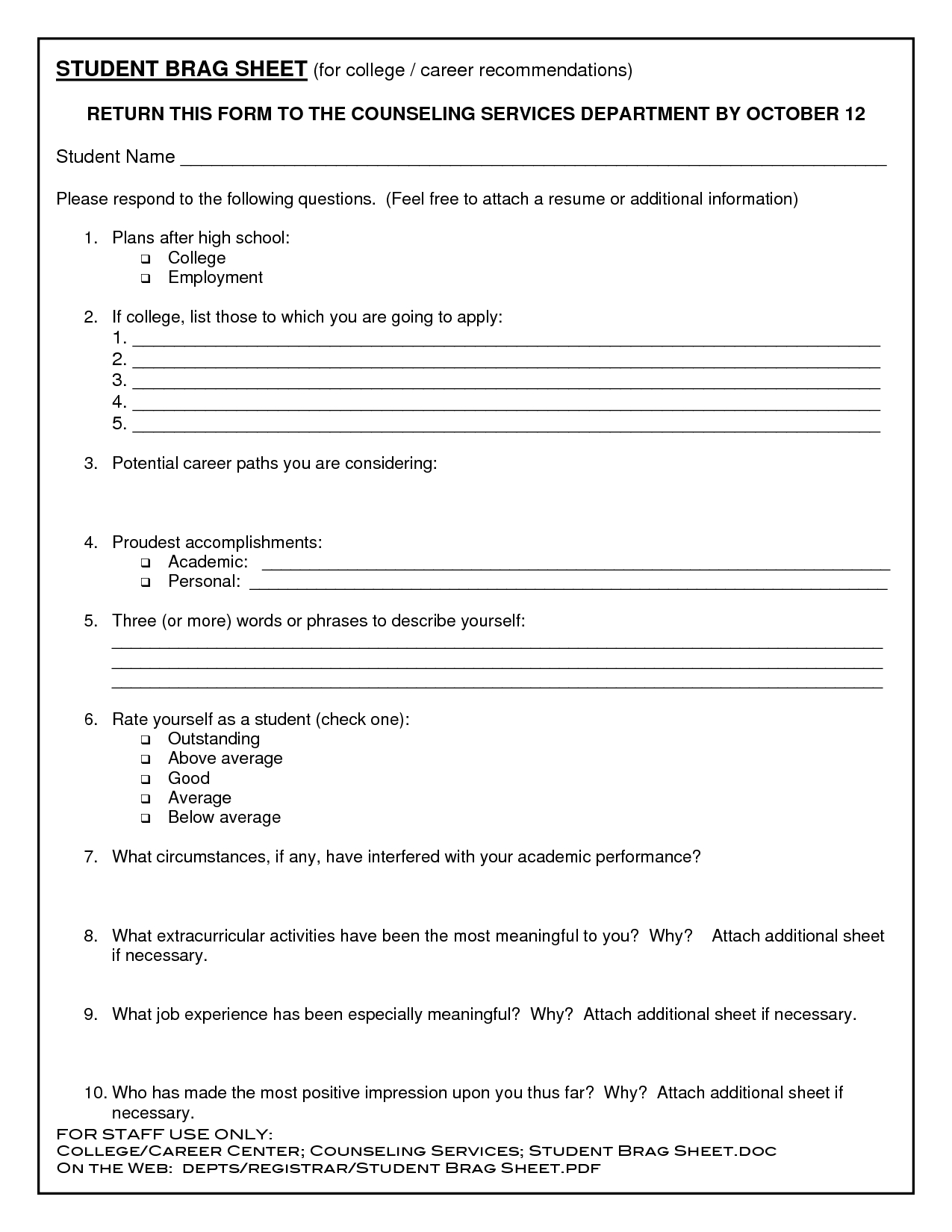 Blank Resume Templates For High School Students | Education - Printable Career Interest Survey For High School Students Free