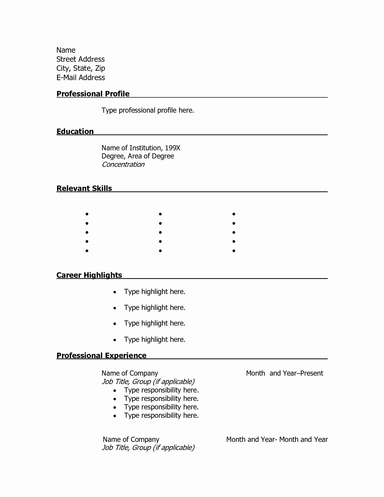 Blank Resume Templates For Microsoft Word Then Free Printable Resume - Free Printable Basic Will