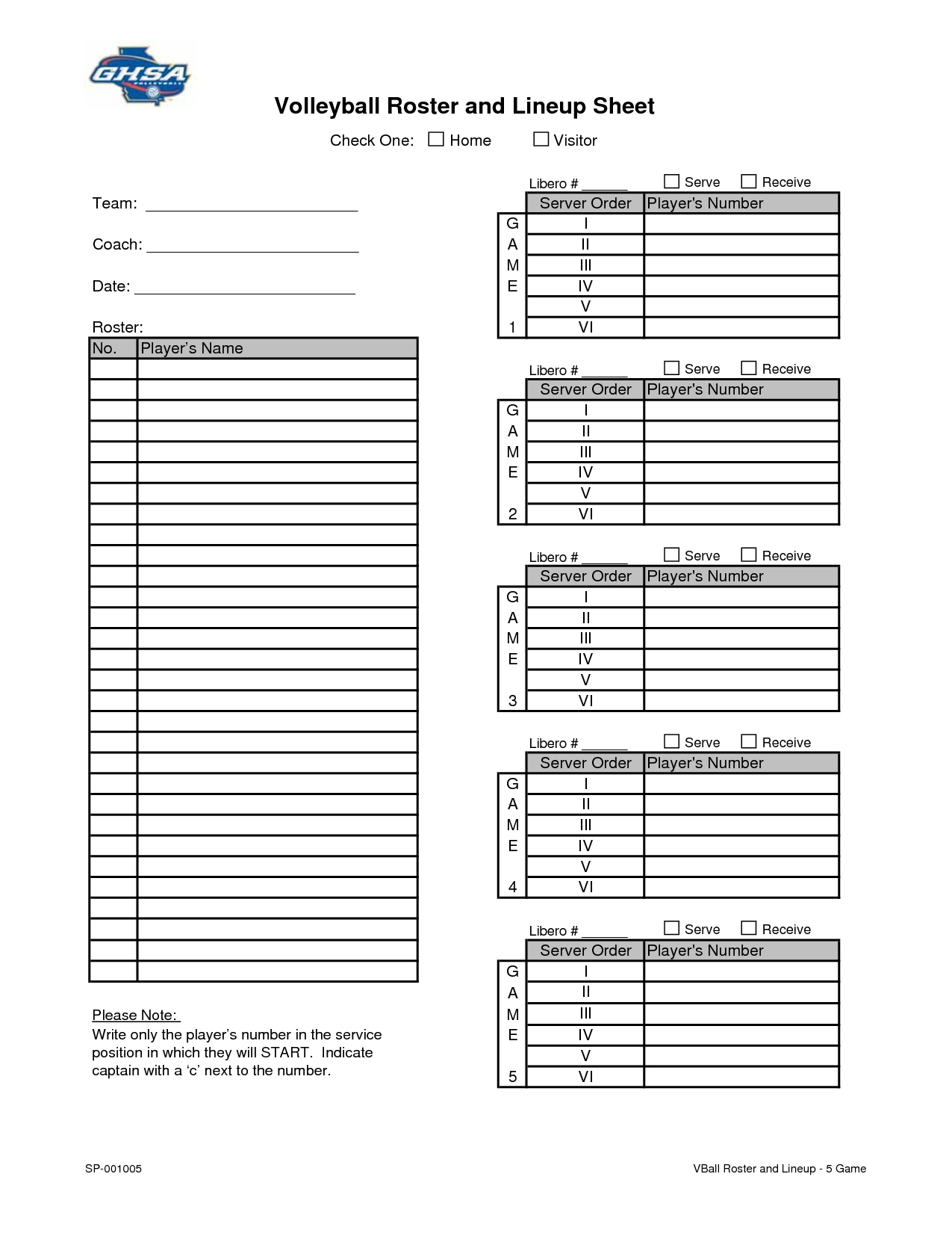 Blank Volleyball Lineup Sheets Printable | Volleyball Drills - Printable Volleyball Stat Sheets Free