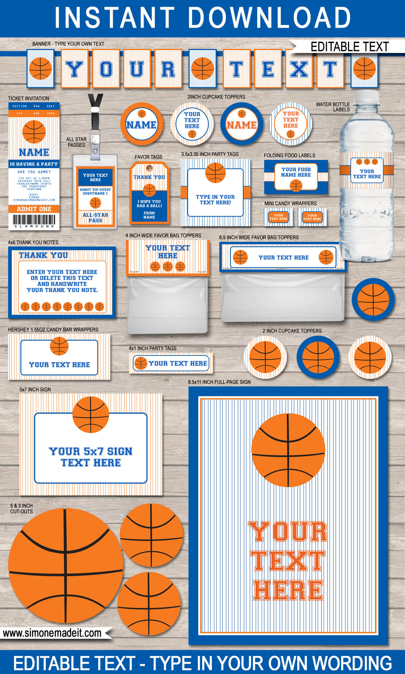 Blue Orange Basketball Printables, Invitations &amp;amp; Decorations - Basketball Invites Free Printable