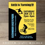 Bmx Party / Skate Park Birthday Party Invitations / Skateboard   Free Printable Skateboard Birthday Party Invitations