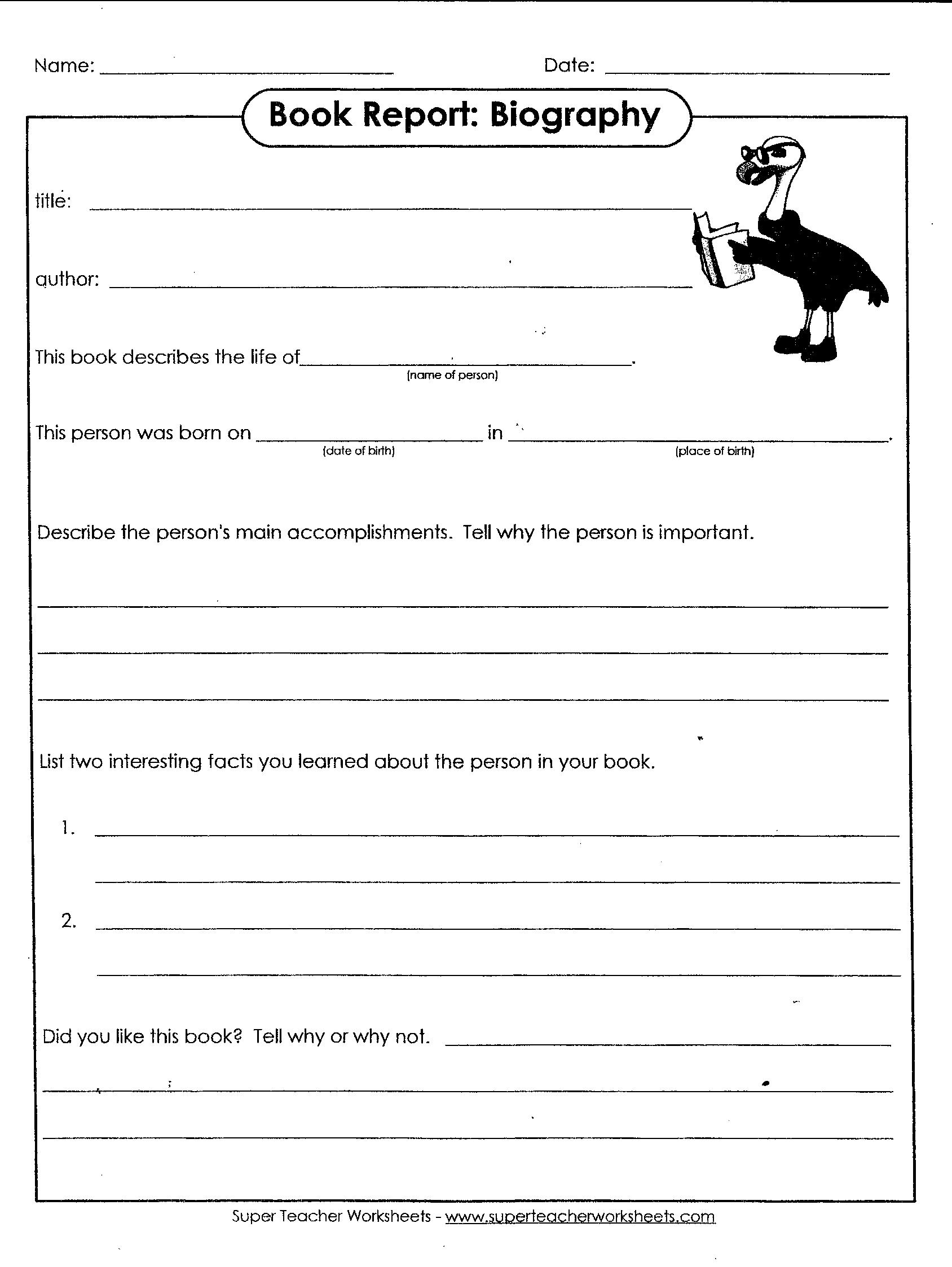 Book Reports For 5Th Graders Biography Report Grade Free Printable - Free Printable Books For 5Th Graders
