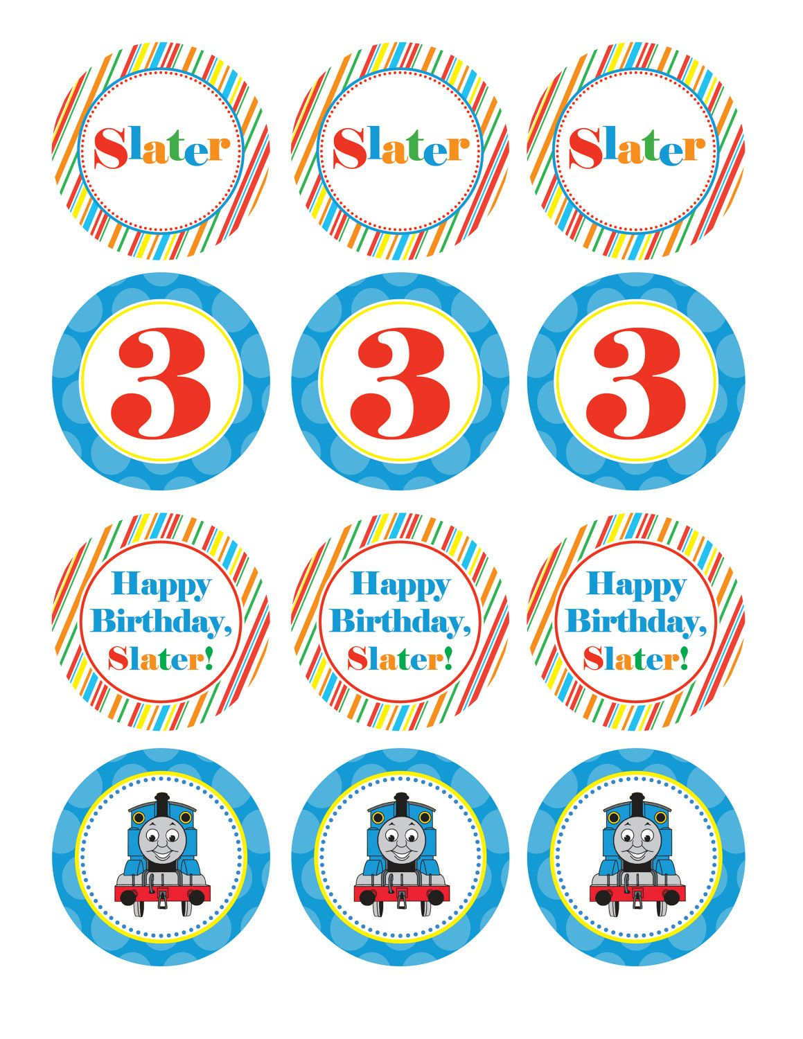 Boy Birthday, Thomas The Train, Custom Cupcake Toppers, Favor Tags - Free Printable Thomas The Train Cupcake Toppers