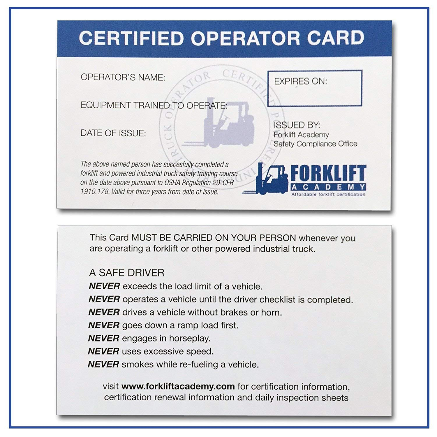 Bozwfl Sl Inspirational Forklift Certification Wallet Card Template - Free Printable Forklift License Template