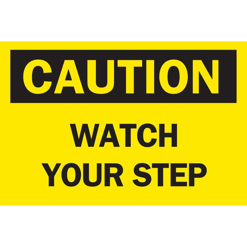 Brady 10 In. X 14 In. Plastic Caution Watch Your Step Osha Safety - Osha Signs Free Printable