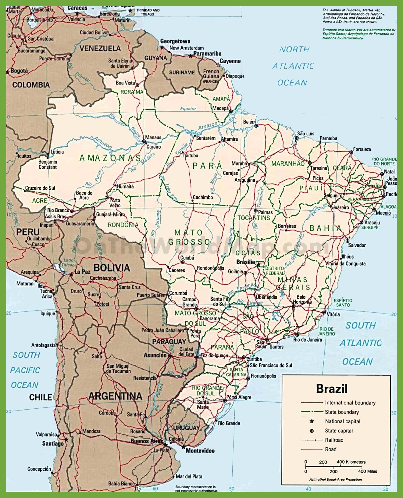 Brazil Road Map - Free Printable Map Of Brazil