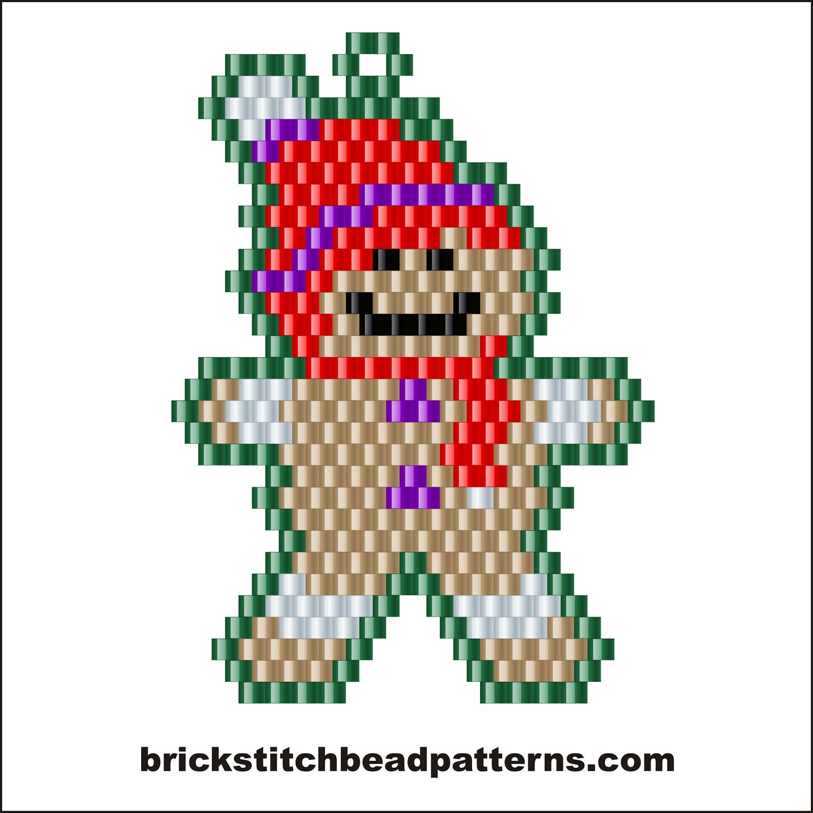 Brick Stitch Bead Patterns Journal: Christmas Gingerbread Man Free - Pony Bead Patterns Free Printable