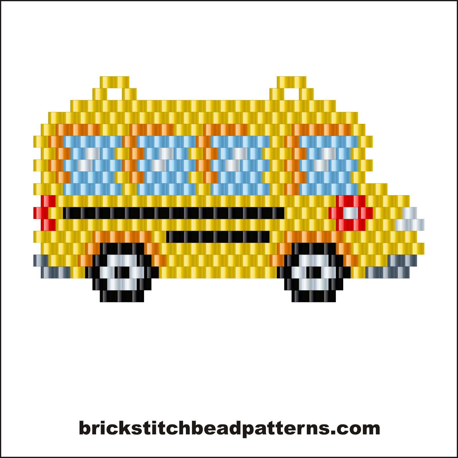 Brick Stitch Bead Patterns Journal: School Bus Earring Or Pendent - Pony Bead Patterns Free Printable