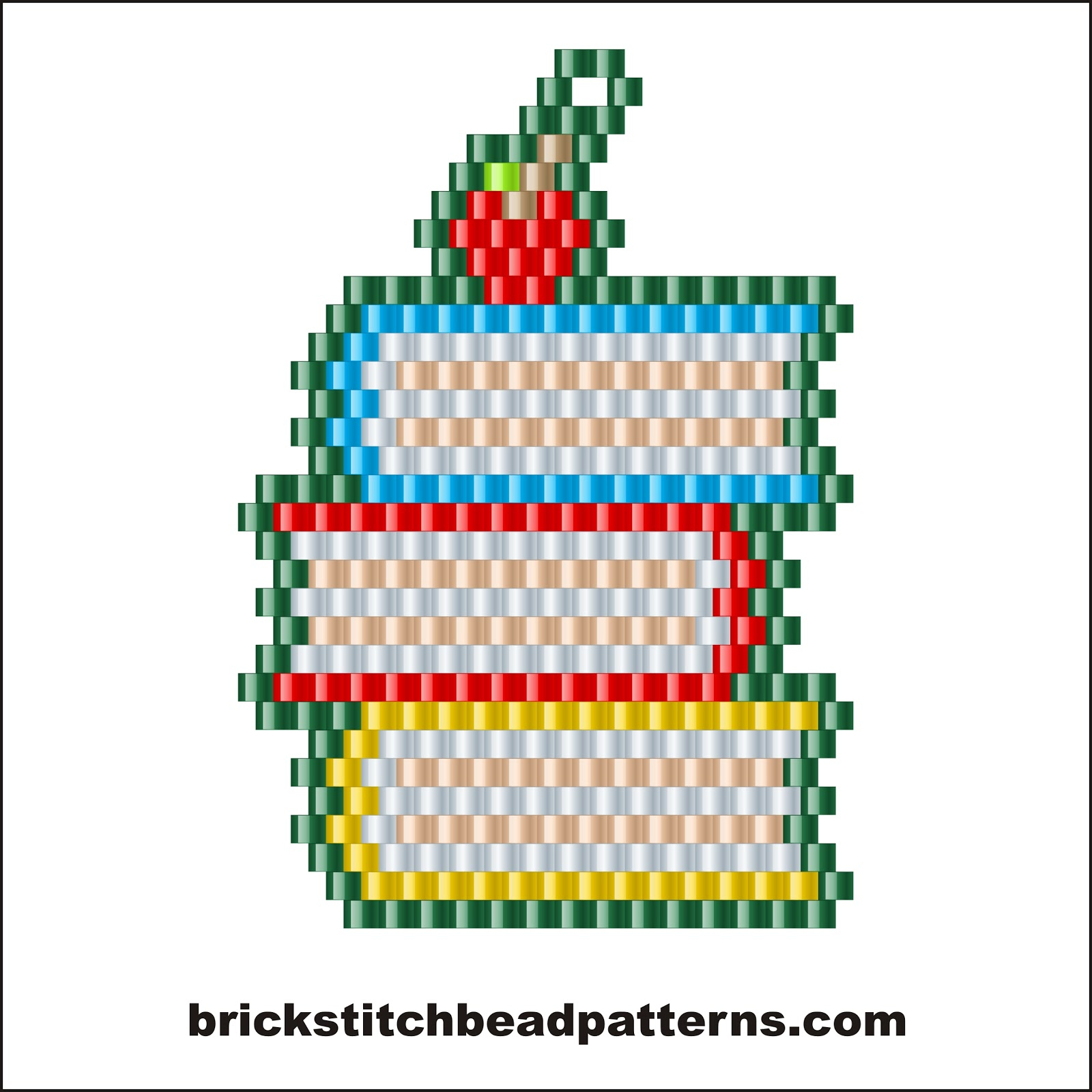 Brick Stitch Bead Patterns Journal: Stack Of Books Earring Or - Pony Bead Patterns Free Printable