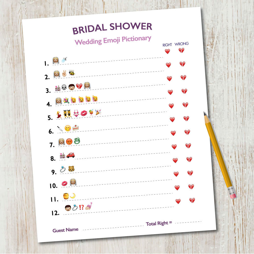Bridal Shower Emoji Pictionary / Wedding Emoji Pictionary / | Etsy - Emoji Bridal Shower Game Free Printable