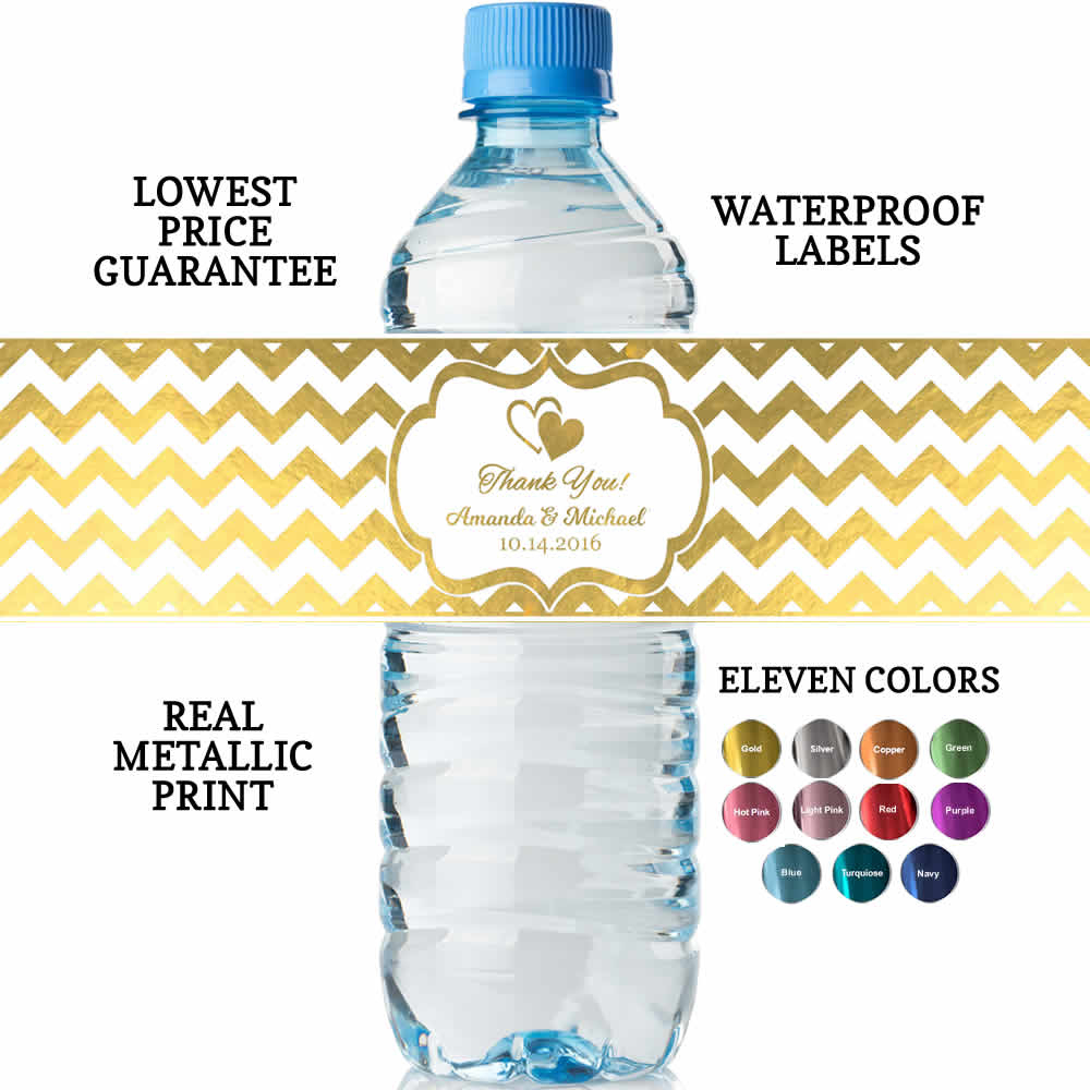 Bridal Shower Water Bottle Labels Real Metallic Print Built In - Free Printable Water Bottle Labels Bachelorette