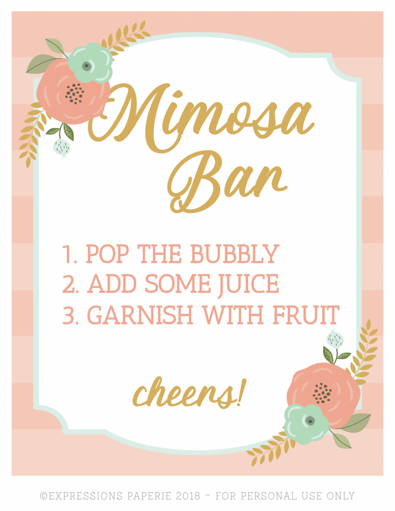 Brunch And Mimosas Party Ideas - Strawberry Blondie Kitchen - Free Printable Mimosa Bar Sign