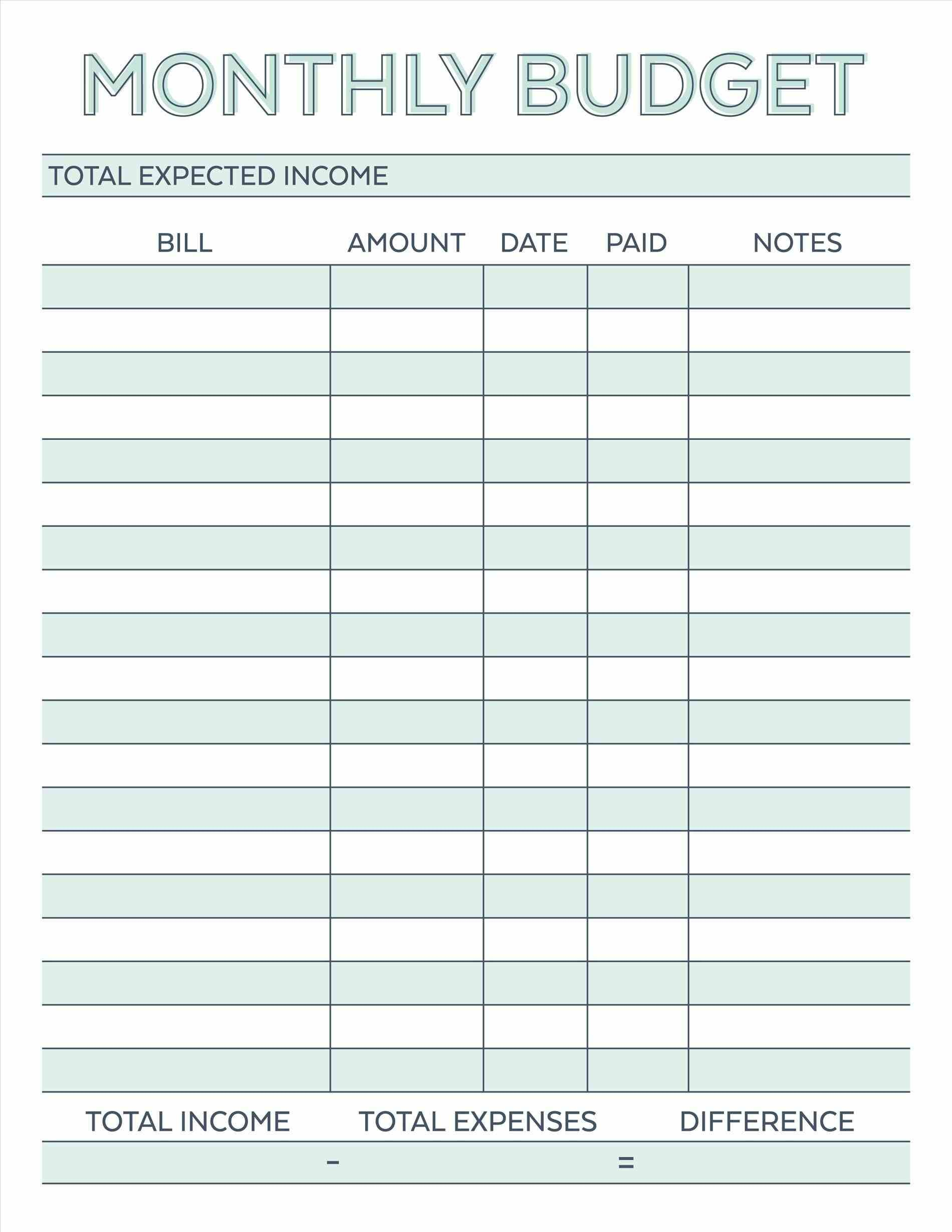 Budget Planner Planner Worksheet Monthly Bills Template Free - Free Printable Budget Templates