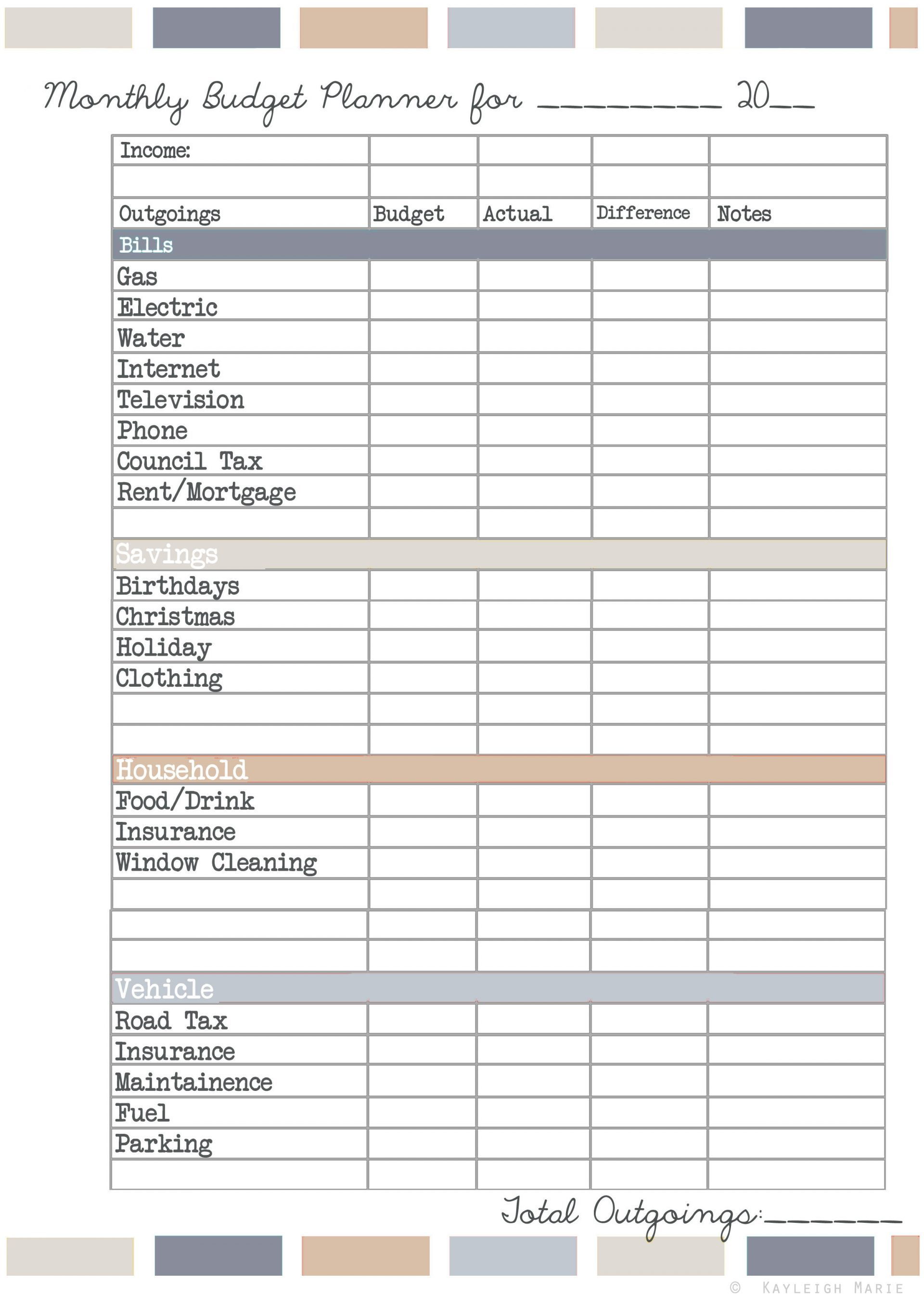 Budget Planner Spreadsheet Uk Free Printable Monthly Template - Free Printable Budget Planner Uk