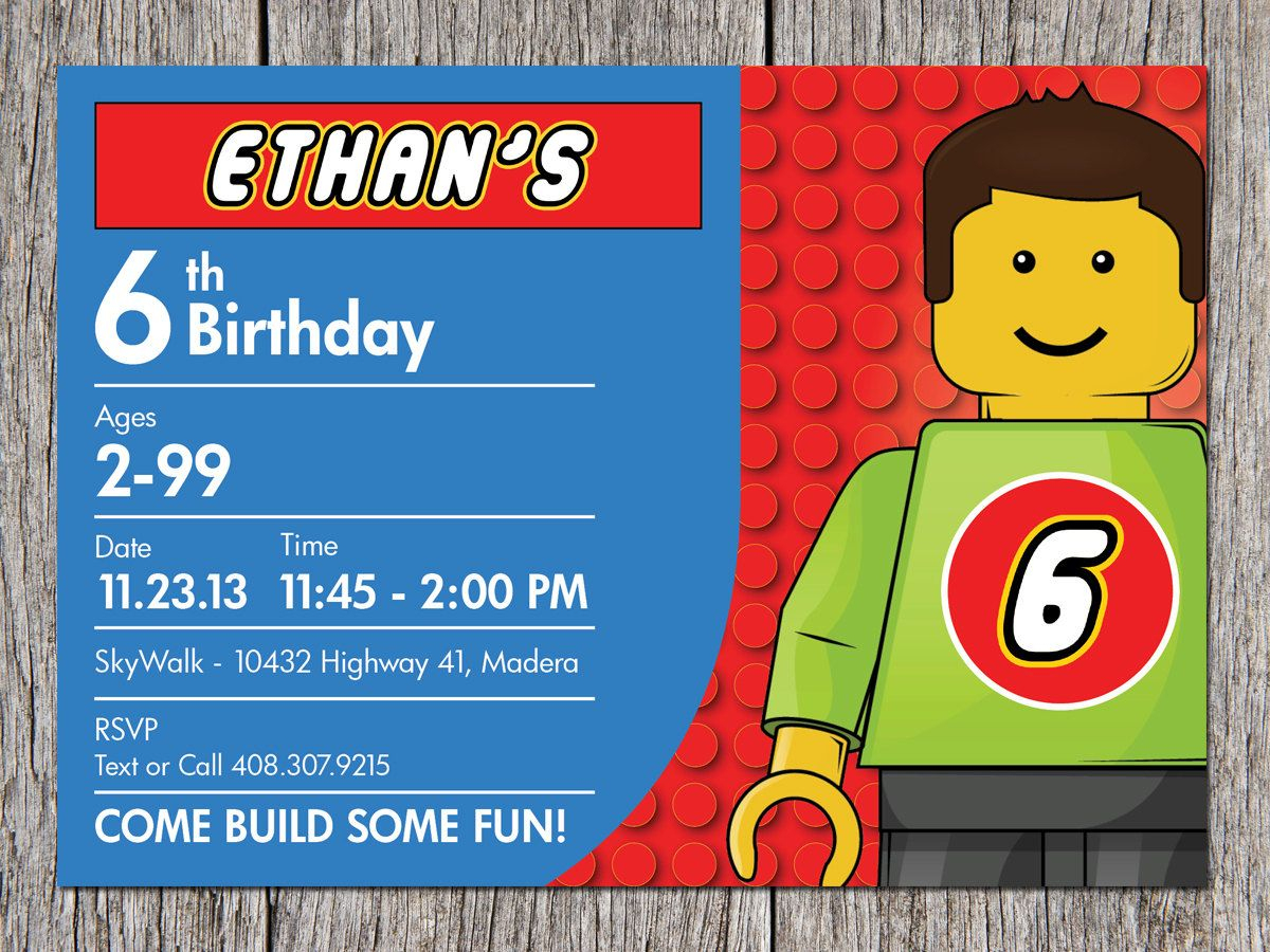 Building Blocks Birthday Party Invitation Legoaprintaffair - Lego Party Invitations Printable Free