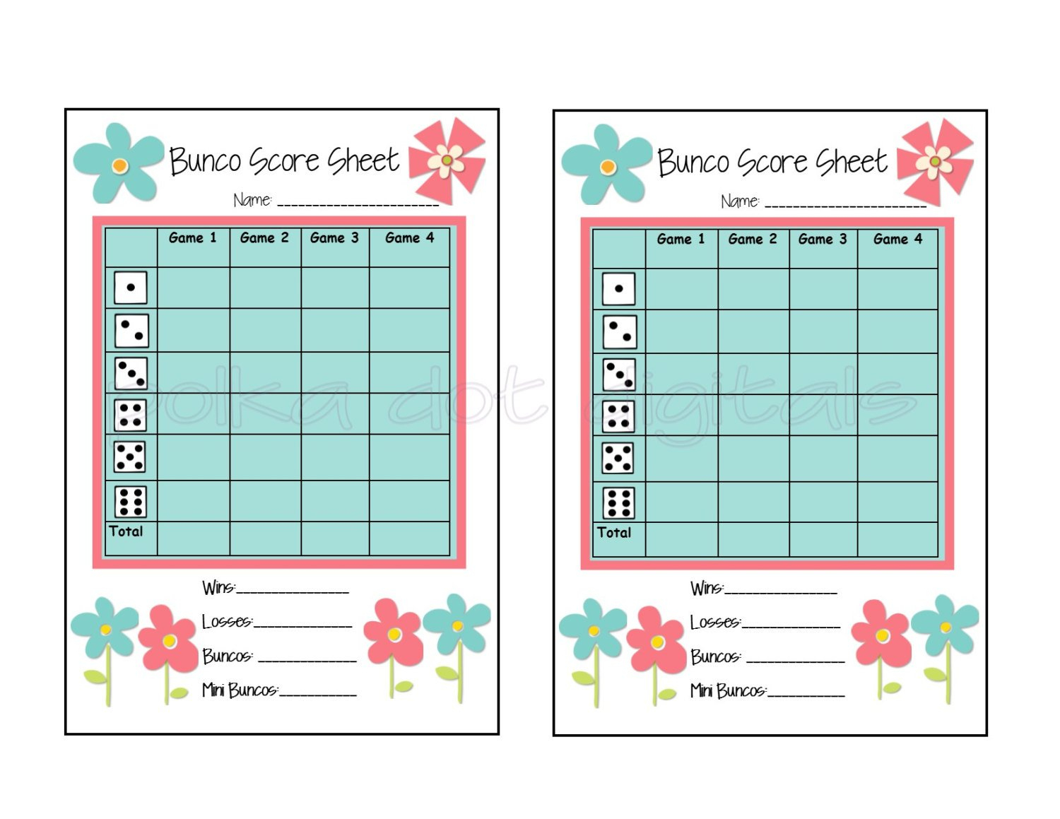 Buy 2 Get 1 Free Complete Set Spring Flowers Floral Bunco | Etsy - Free Printable Bunco Game Sheets