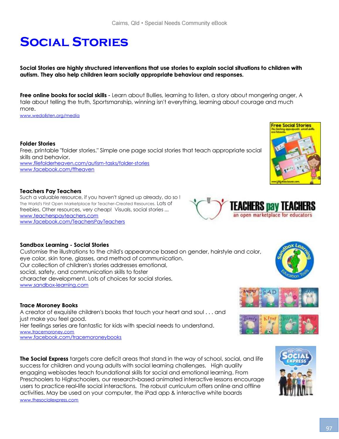 Cairns Special Needs Community Ebook 2017-2018 Editionheidi - Issuu - Free Printable Social Skills Stories For Children