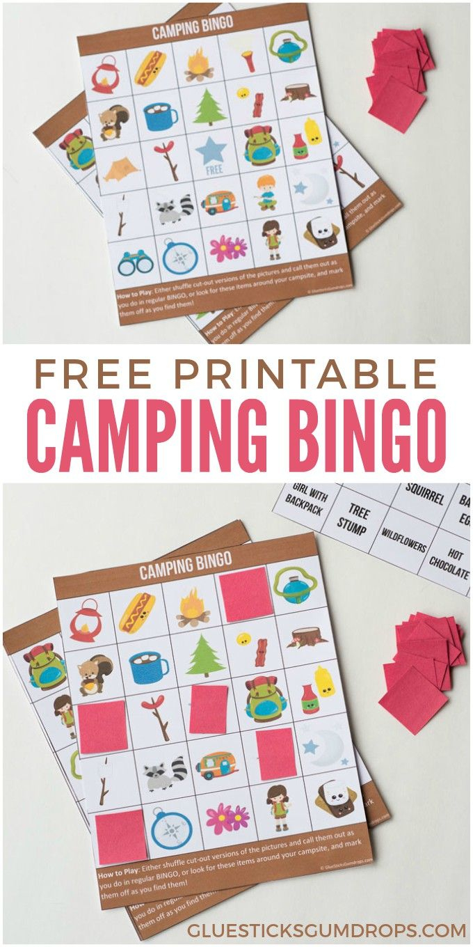 Camping Bingo Free Printable Cards | Best Of Glue Sticks And - Free Printable Camping Games