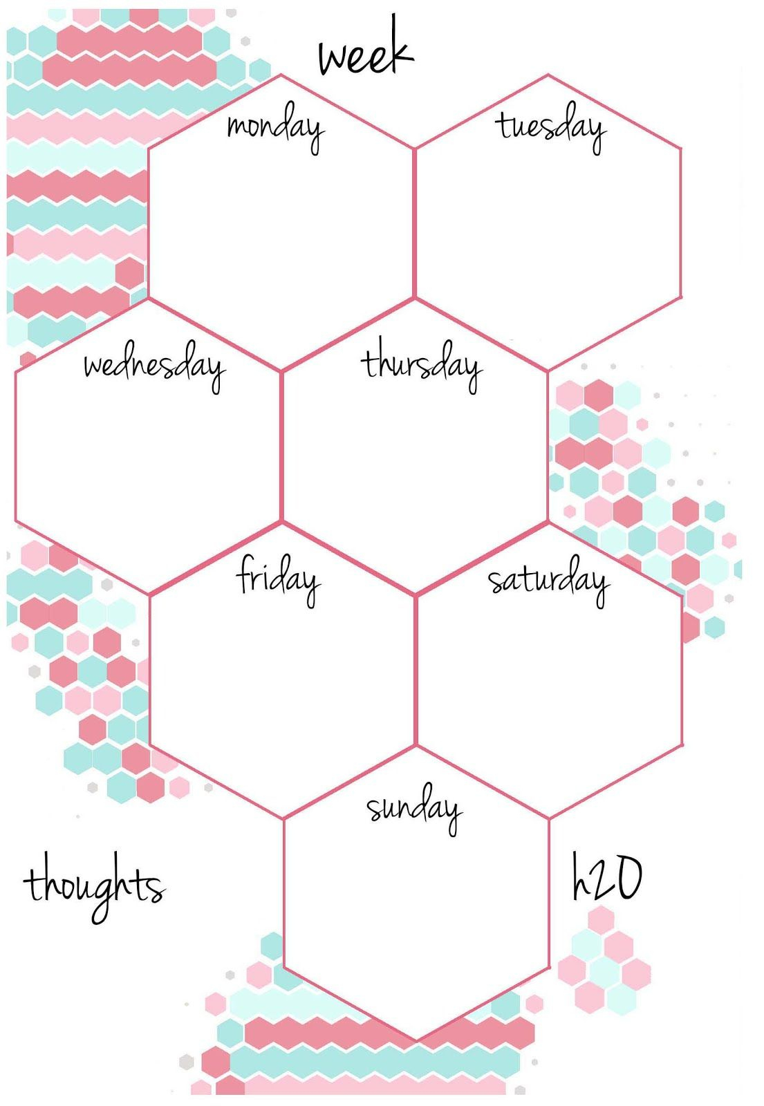 Candy Hexagon Planner Inserts | Undated A5 &amp;amp; A6 Week On A Page To Do - Free Printable Organizer 2017