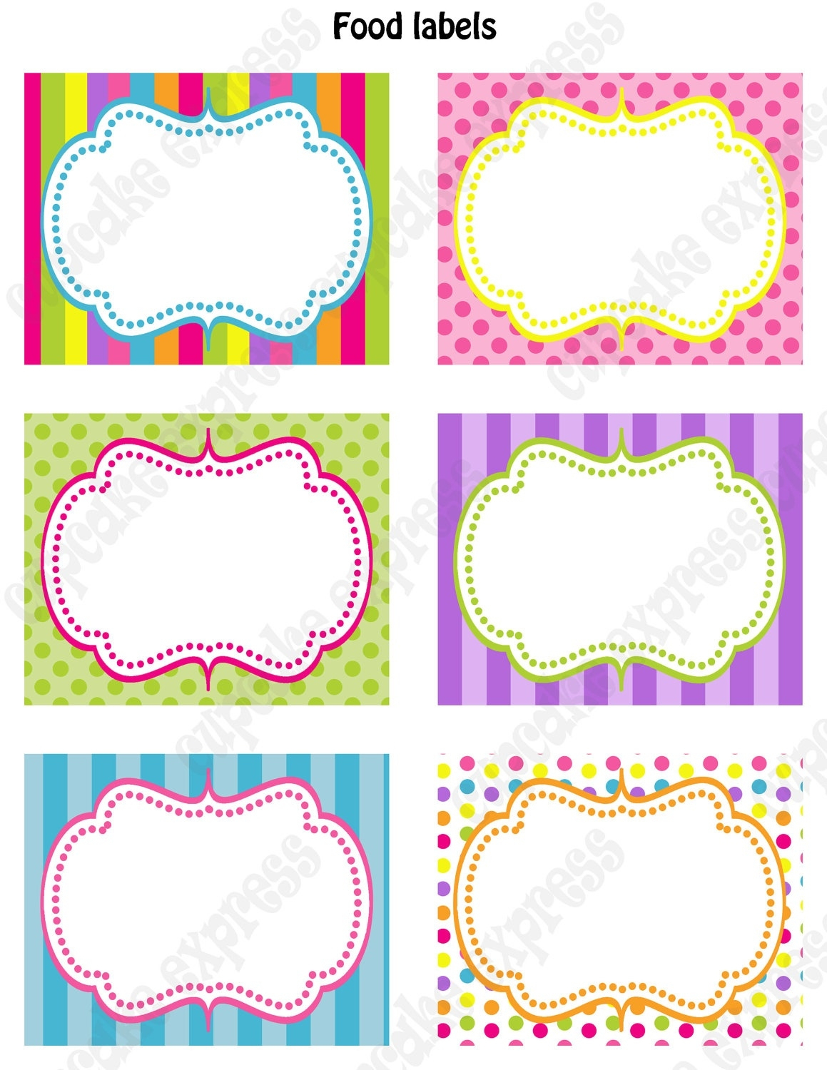 Candy Shoppe Birthday Party Printable Food Labels Pink Green Blue - Free Printable Food Labels