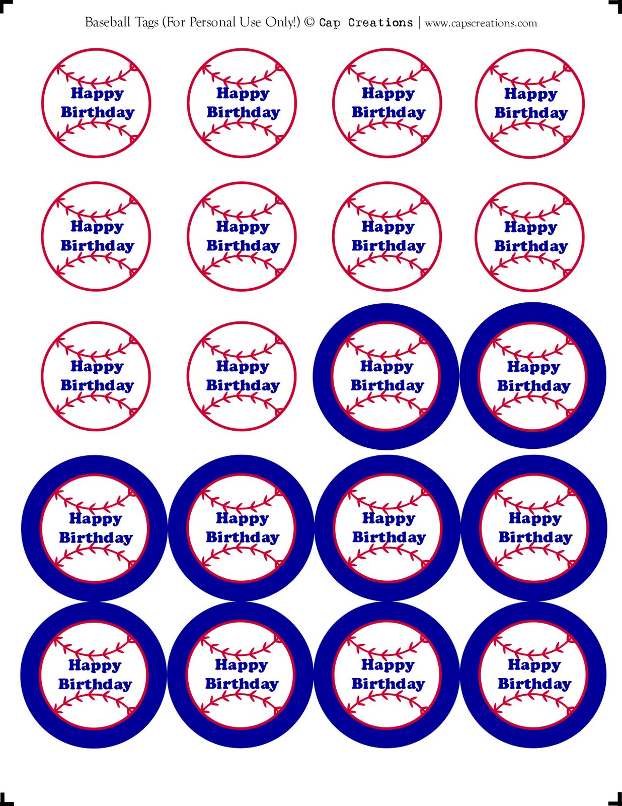 Cap Creations: Baseball Cupcake Toppers - Free Printable Baseball Favor Tags