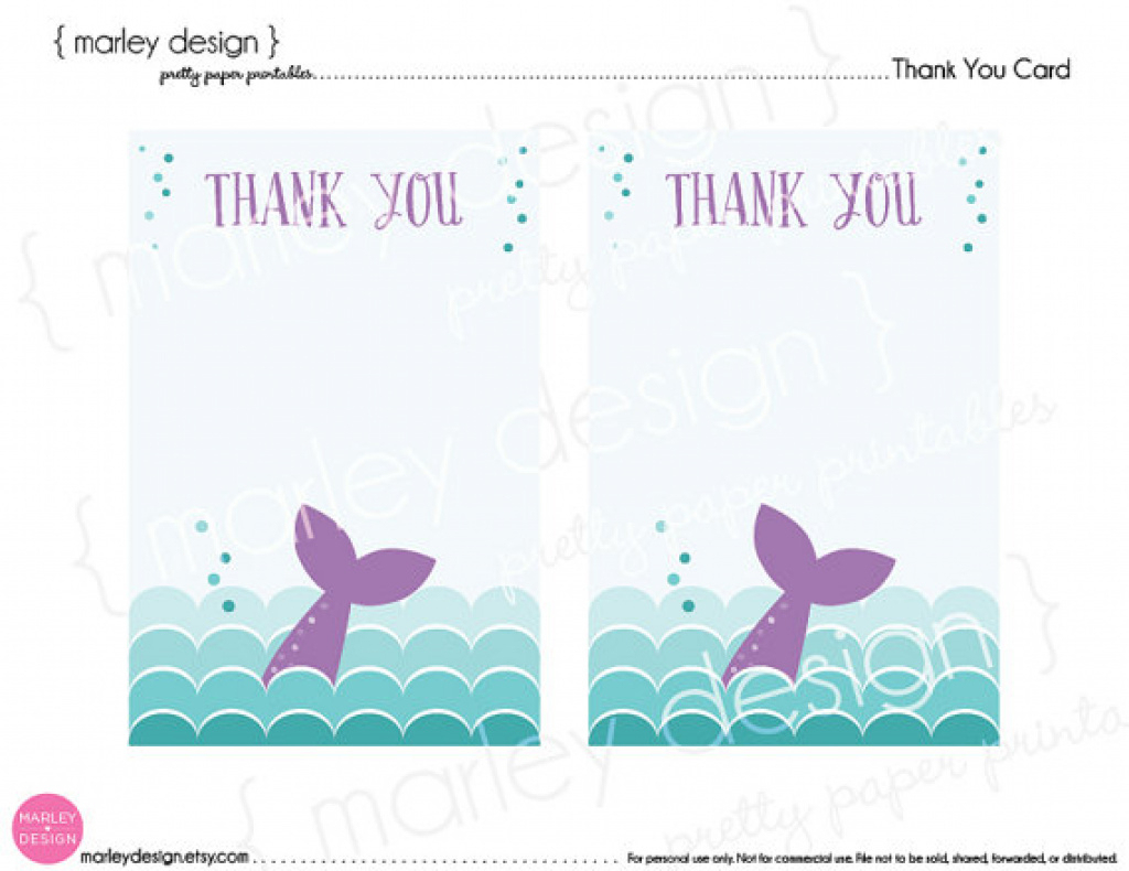 Card Printables Mermaid Thank You Card Printable Mermaid Party In - Free Printable Mermaid Thank You Cards