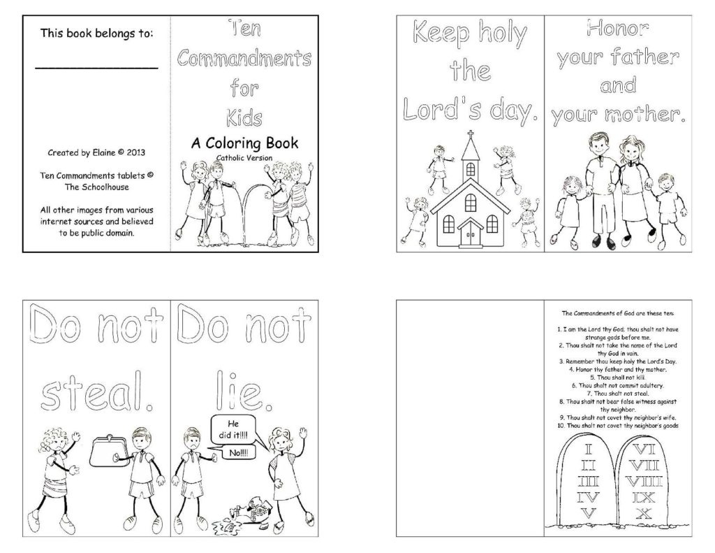 Catholic Ten Commandments Coloring Pages Printable | Coloring Book - Free Catholic Ten Commandments Printable