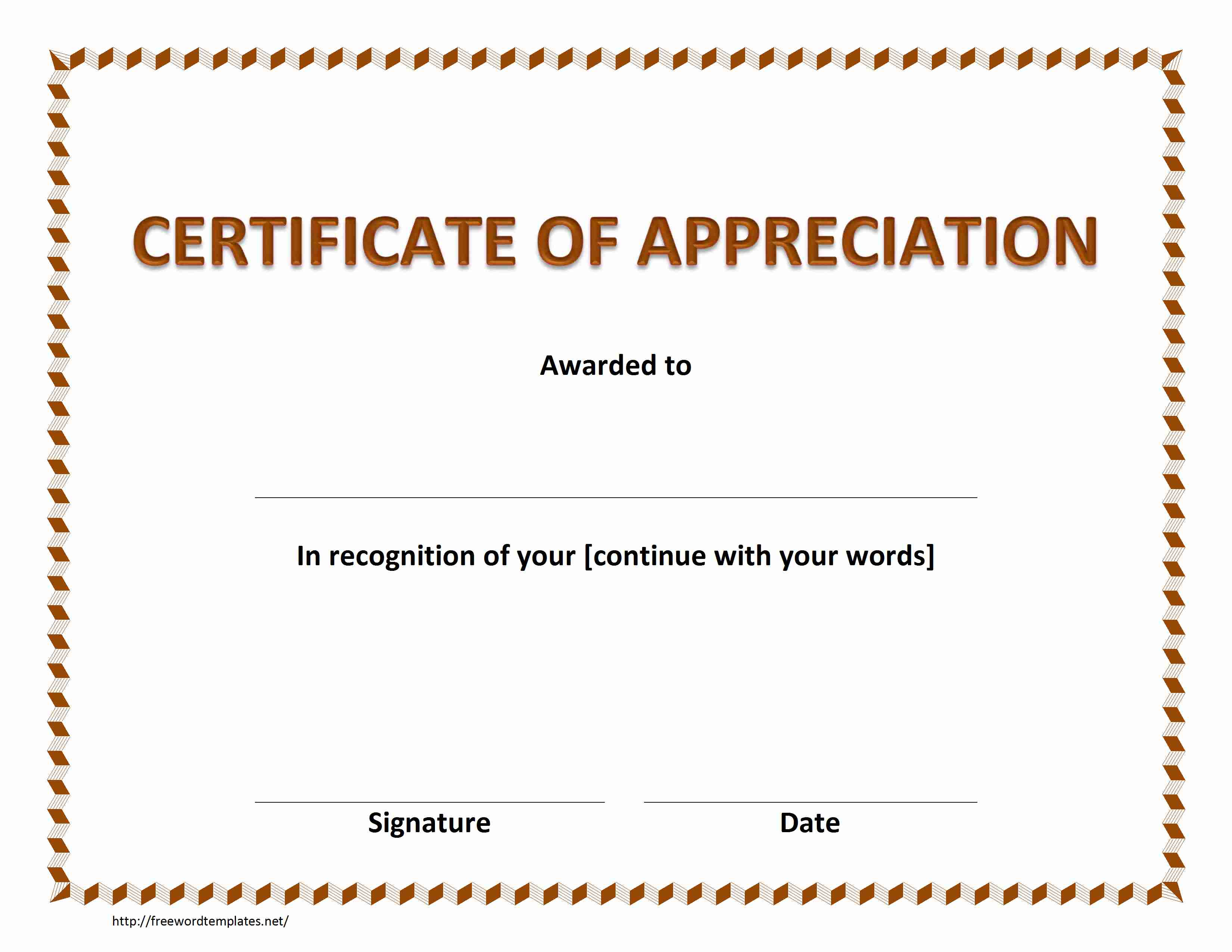 Certificate Of Appreciation - Free Printable Templates For Certificates Of Recognition