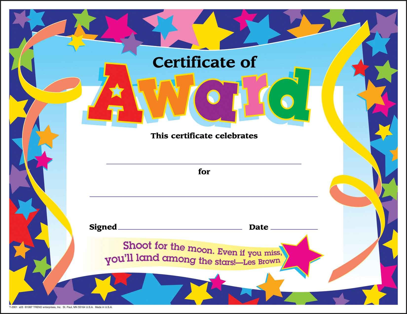 Certificate Template For Kids Free Certificate Templates - Free Printable Awards