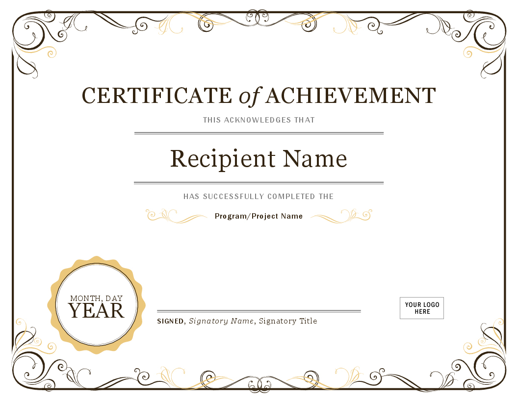 Certificates - Office - Free Printable Blank Certificates Of Achievement