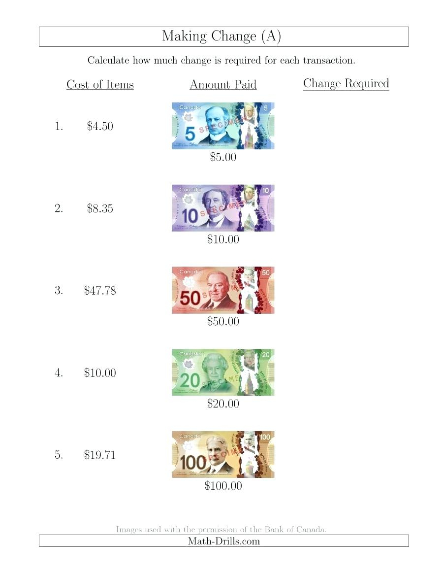Change As In Money Math – Dukai.club - Free Printable Making Change Worksheets
