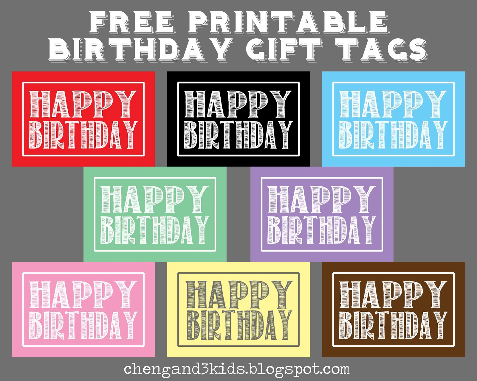 Cheng And 3 Kids: Free Printable Birthday Gift Tags - Free Printable Birthday Tags