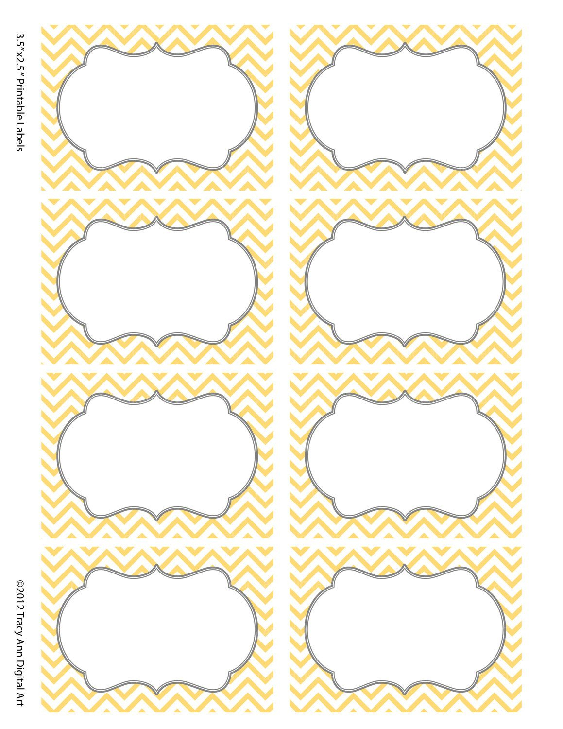 Chevron Labels Print Your Own Labels Yellow And Grey. $5.00, Via - Free Printable Chevron Labels