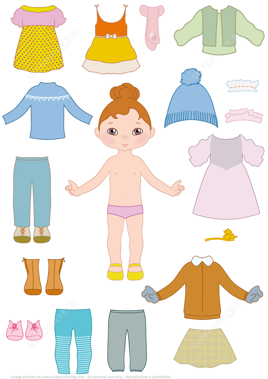 Child Girl Paper Doll With Clothes From Dress Up Paper Dolls - Free Printable Paper Dolls