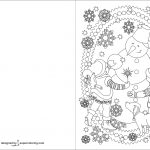 Children And Snowman Are Celebrating Happy New Year Card Coloring   Free Printable Happy New Year Cards