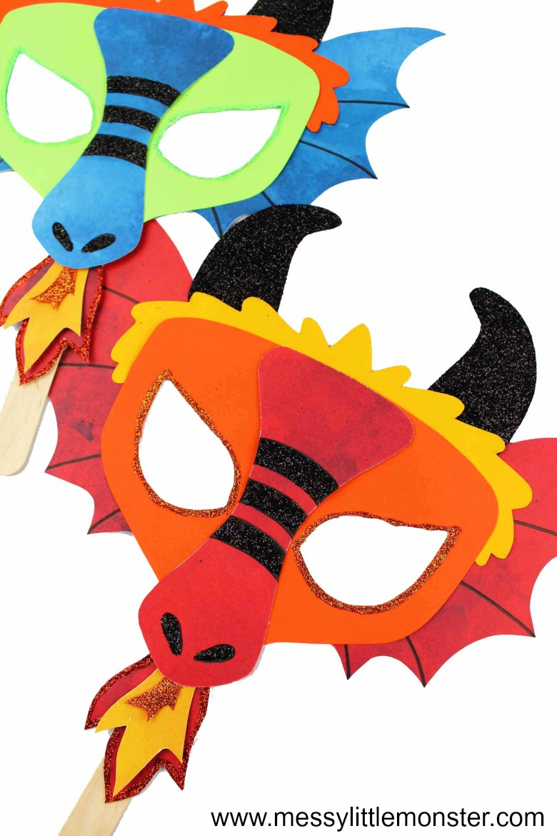 Chinese Dragon Mask - A Fun Printable Dragon Craft - Messy Little - Dragon Mask Printable Free