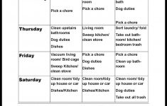 Free Printable Chore List For Teenager