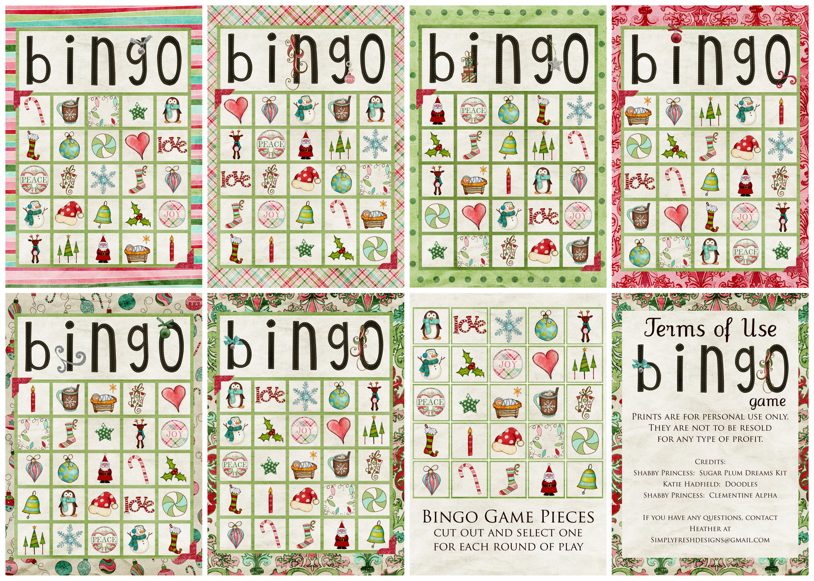 Christmas Bingo Game - Simply Fresh Designs - Free Printable Christmas Bingo Cards