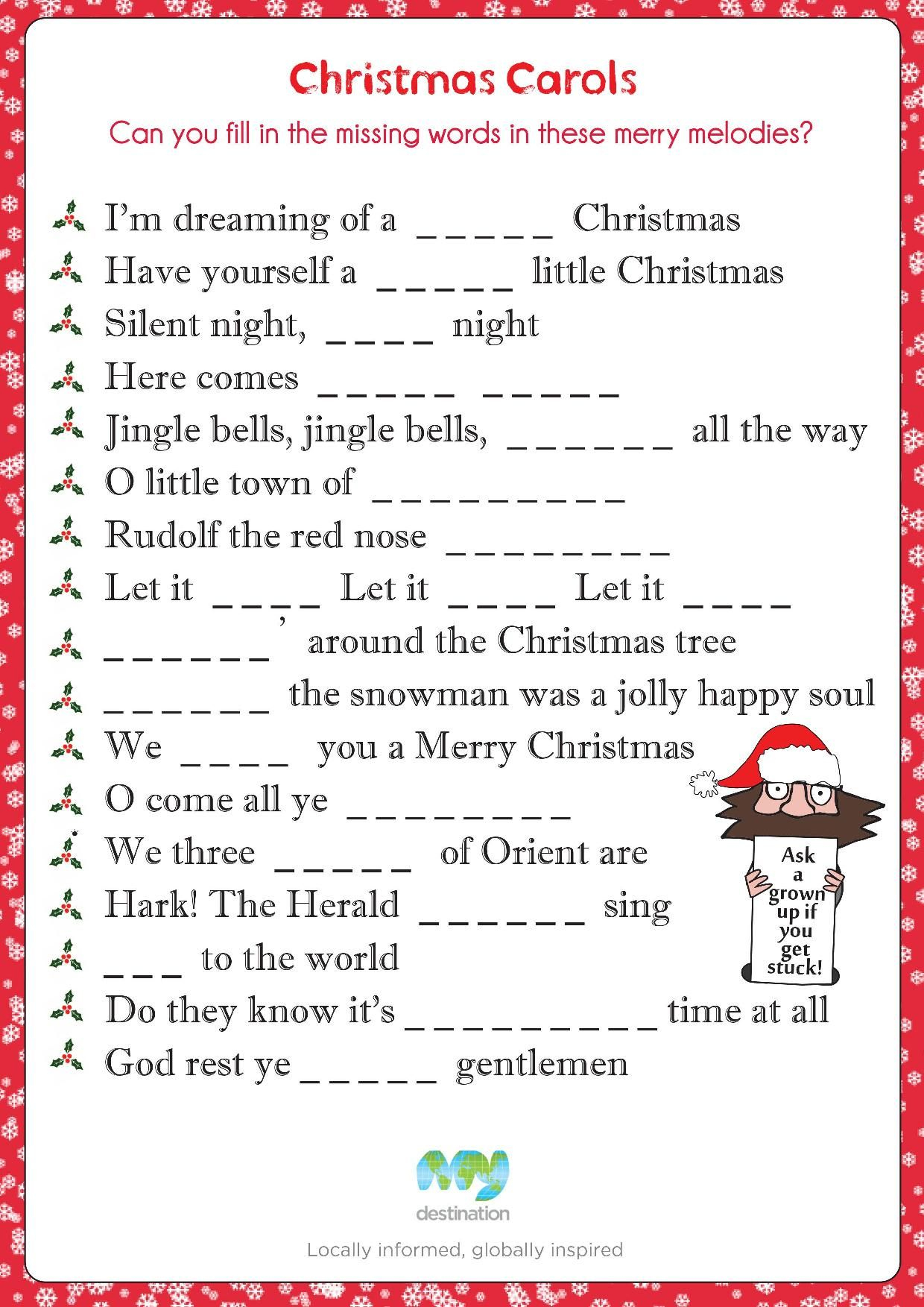 Christmas Song Scramble Free Printable | Free Printable