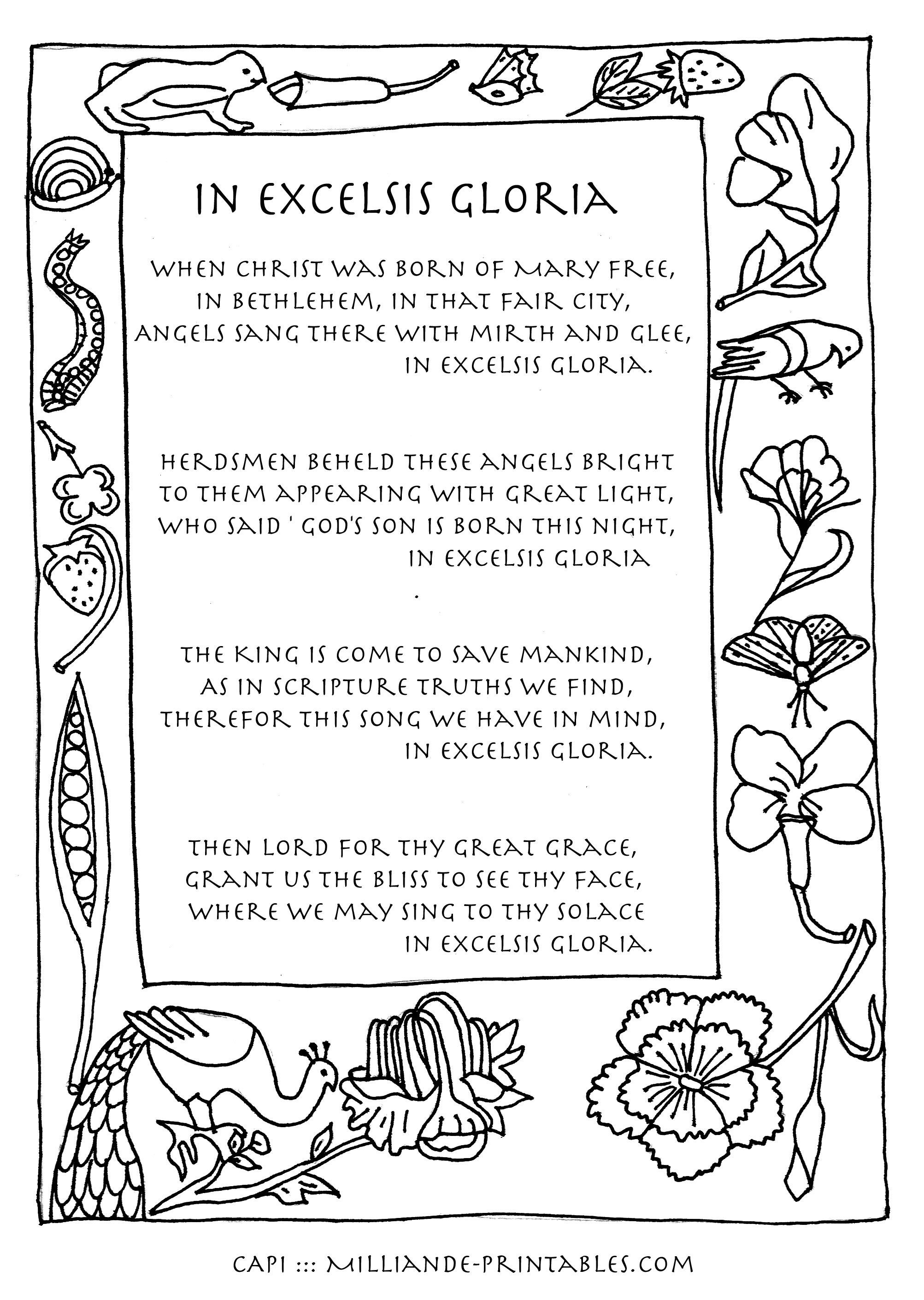 Christmas Carol Lyrics In Excelsis Gloria, Free Printable - Free Printable Song Lyrics
