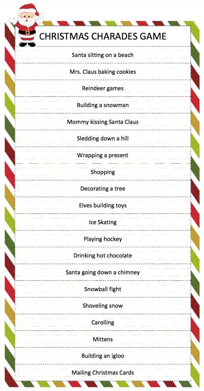 Christmas Charades Game - A Free Printable Game For Family Fun - Free Printable Christmas Games For Adults