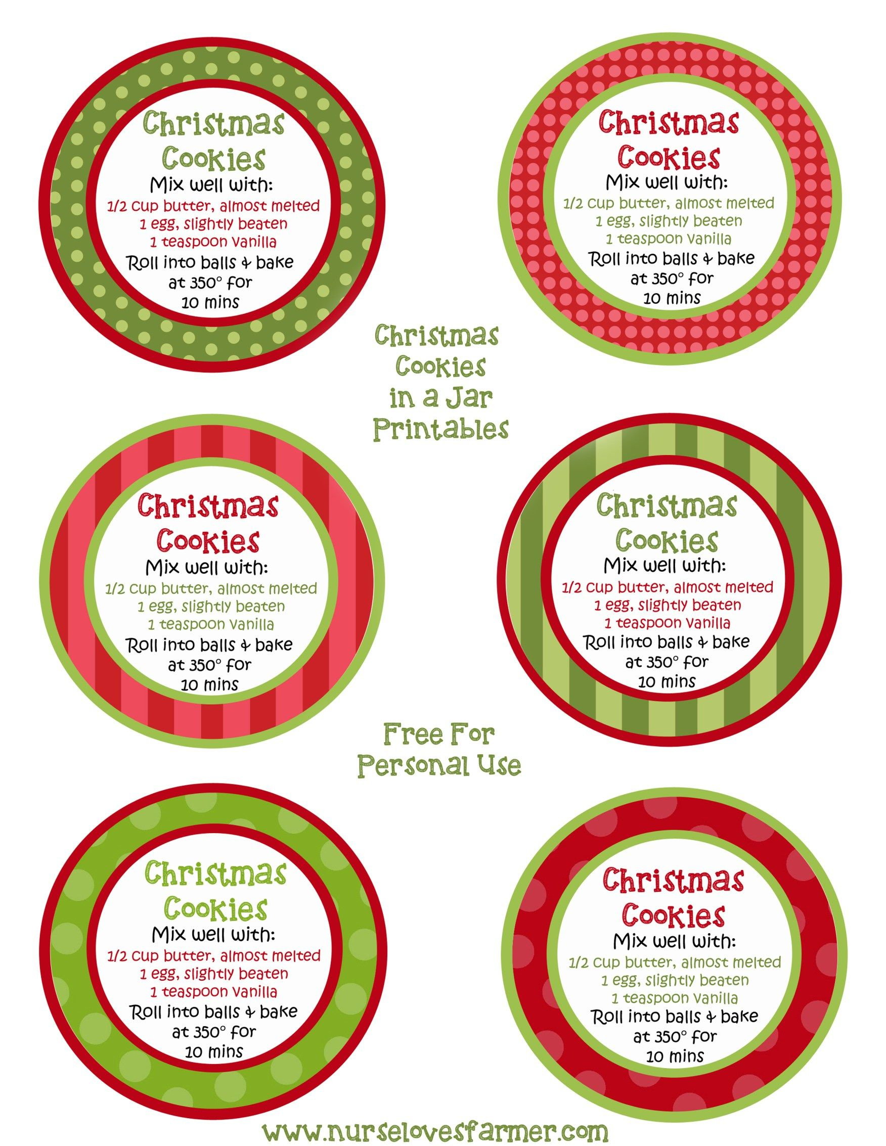 Christmas Cookies In A Jar | Recipe | Christmas Baking | Pinterest - Free Printable Mason Jar Labels