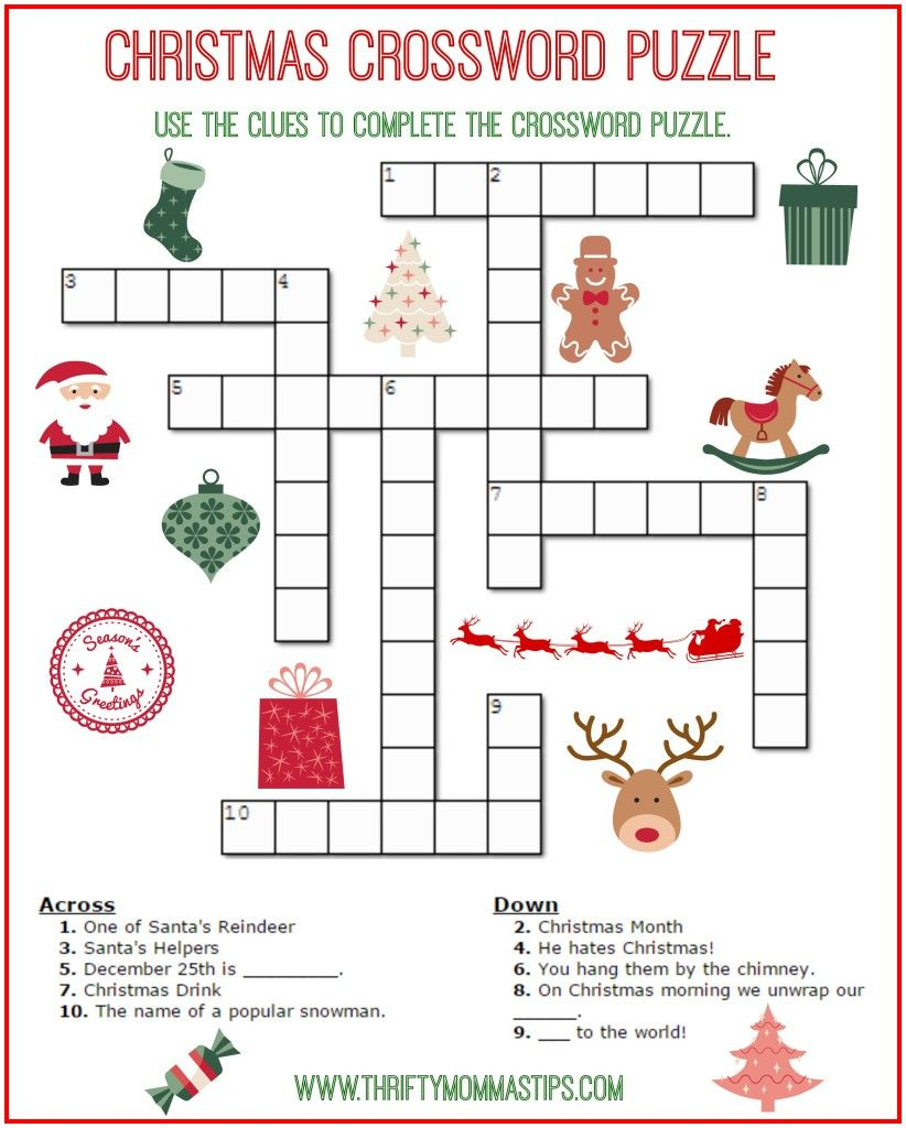 Christmas Crossword Puzzle Printable - Thrifty Momma&amp;#039;s Tips | Free - Free Printable Christmas Puzzle Sheets